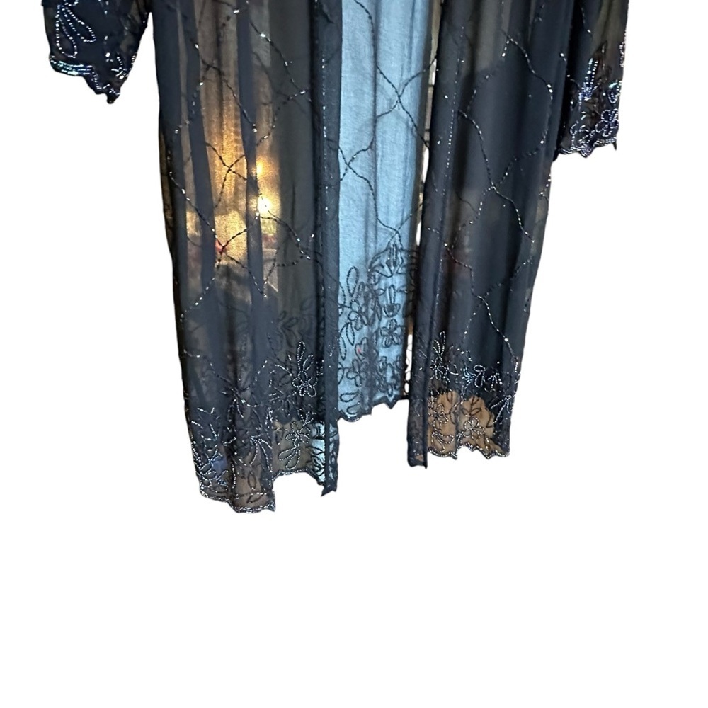Bohemian, Black, Sheer & Beaded, Long Sleeve Cover Up - Picture 13 of 16